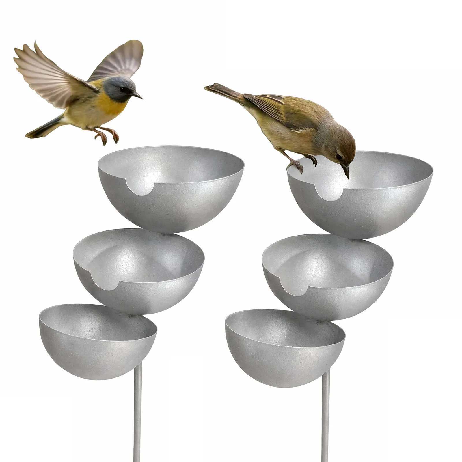 3-Tiered Rain Catchers with Rainwater Collectors Metal Flower Gardening Stakes Rain Catcher Bird Bath for Butterfly Bee Bird