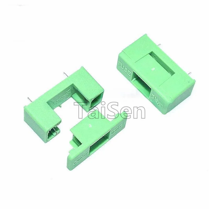 Portafusibile verde da 10 pezzi PTF-77/78 5×20MM 250V Passo pin 15MM/22MM con scatola per tubo fusibile con coperchio