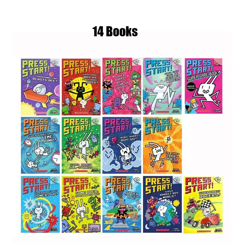 New 14 Books/set English Press Start!Super Rabbit Boy Reading Edition Scholastic Branches Children Cartoon for Kid Books