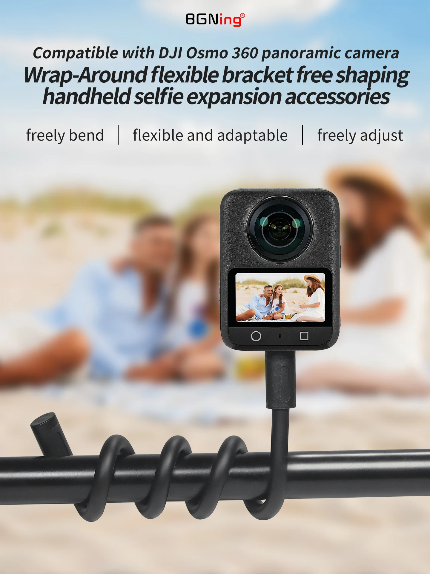 Flexibler Kamerahalter Stativhalterung für GoPro DJI Insta360 Kamera iPhone Huawei Magnet-Halterung Biegbarer Selfie-Stick mit Rotation – Detail 6
