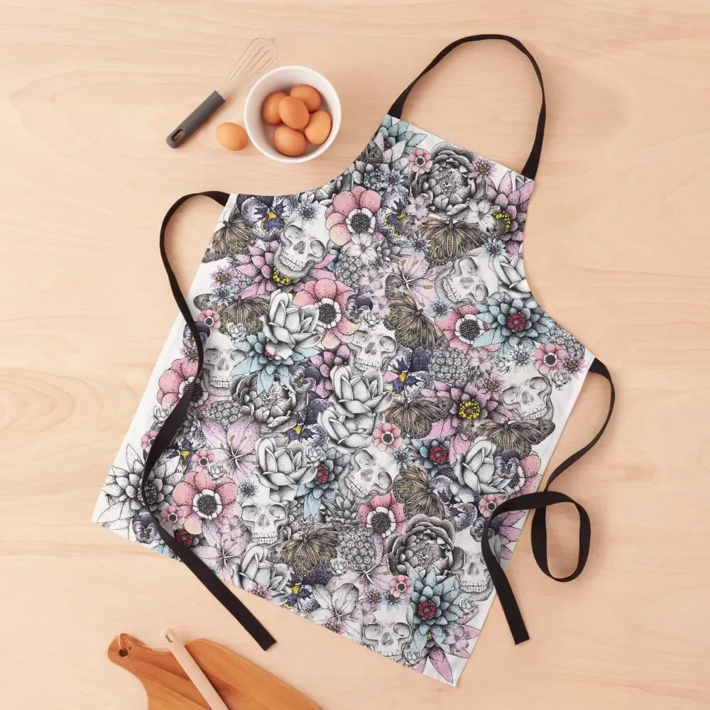 

Floral Skull Apron Cute Kitchen Beauty Hairdressing Hairdresser Accessories Women's Kitchen Apron