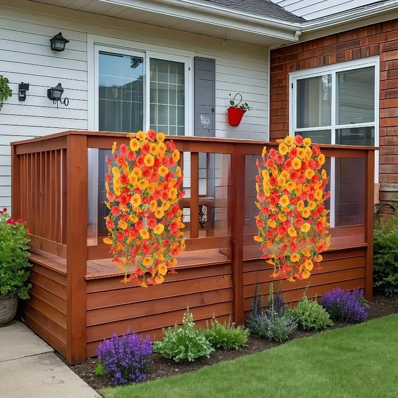 زهور المجد الصباحي الاصطناعية نباتات وهمية مع جذع الأوكالبتوس مقاومة للأشعة فوق البنفسجية زهرة صناعية ديكور شرفة الزفاف ديكور غرفة المنزل #4