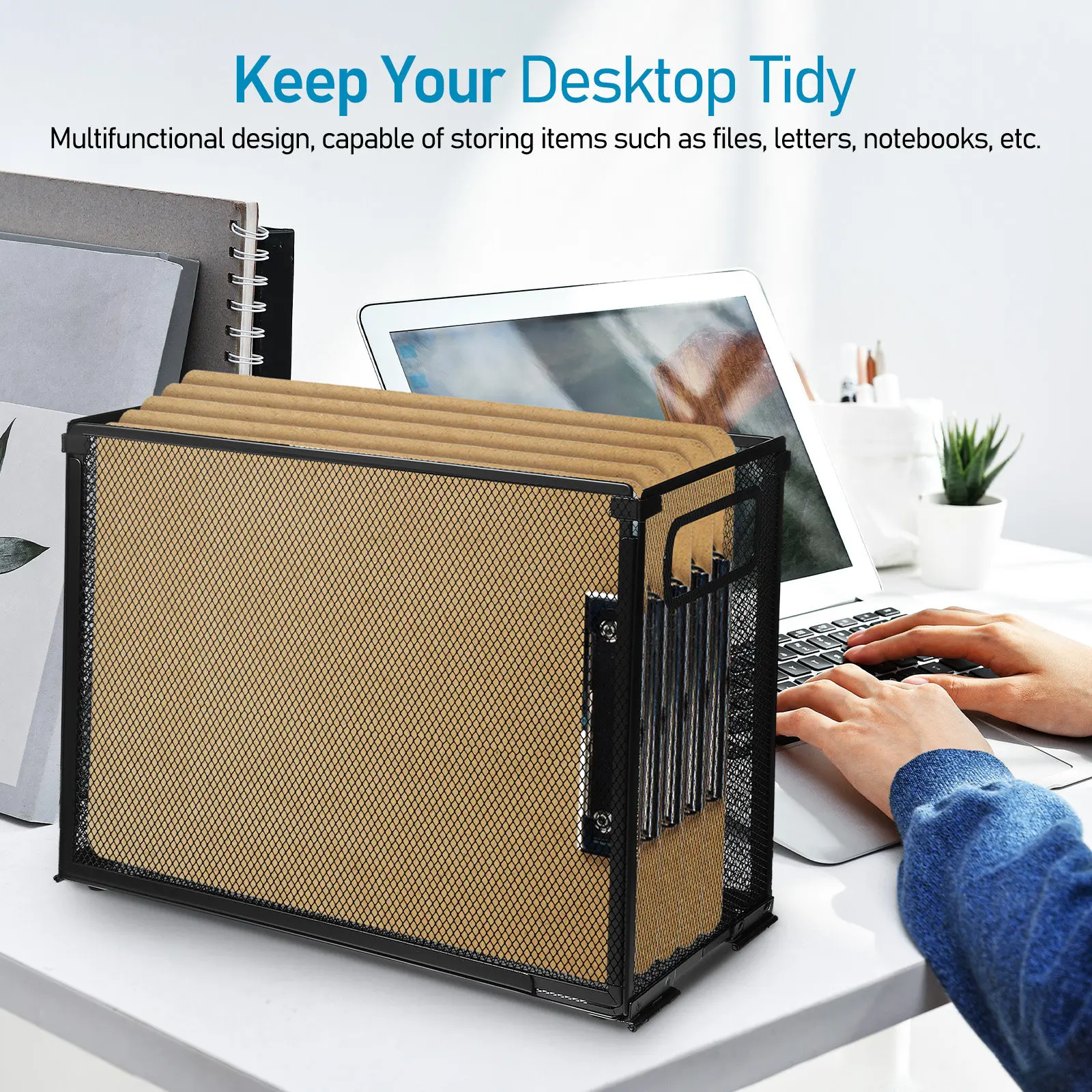 

Metal File Organizer Desk Holder Compact Multifunctional File Box Document Holder Office Desk Storage Rack Stable Anti Slip