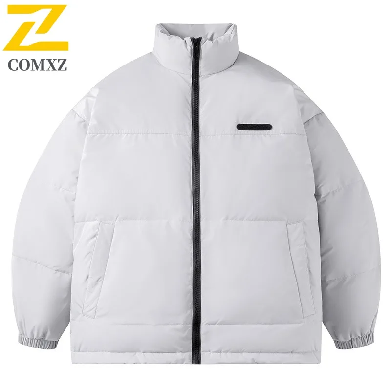 

COMXZ Luxury Mens Down Jacket Stand Collar Snow Skiing Windproof Parker Coat Trendy White Duck Down Premium Winter Outerwear