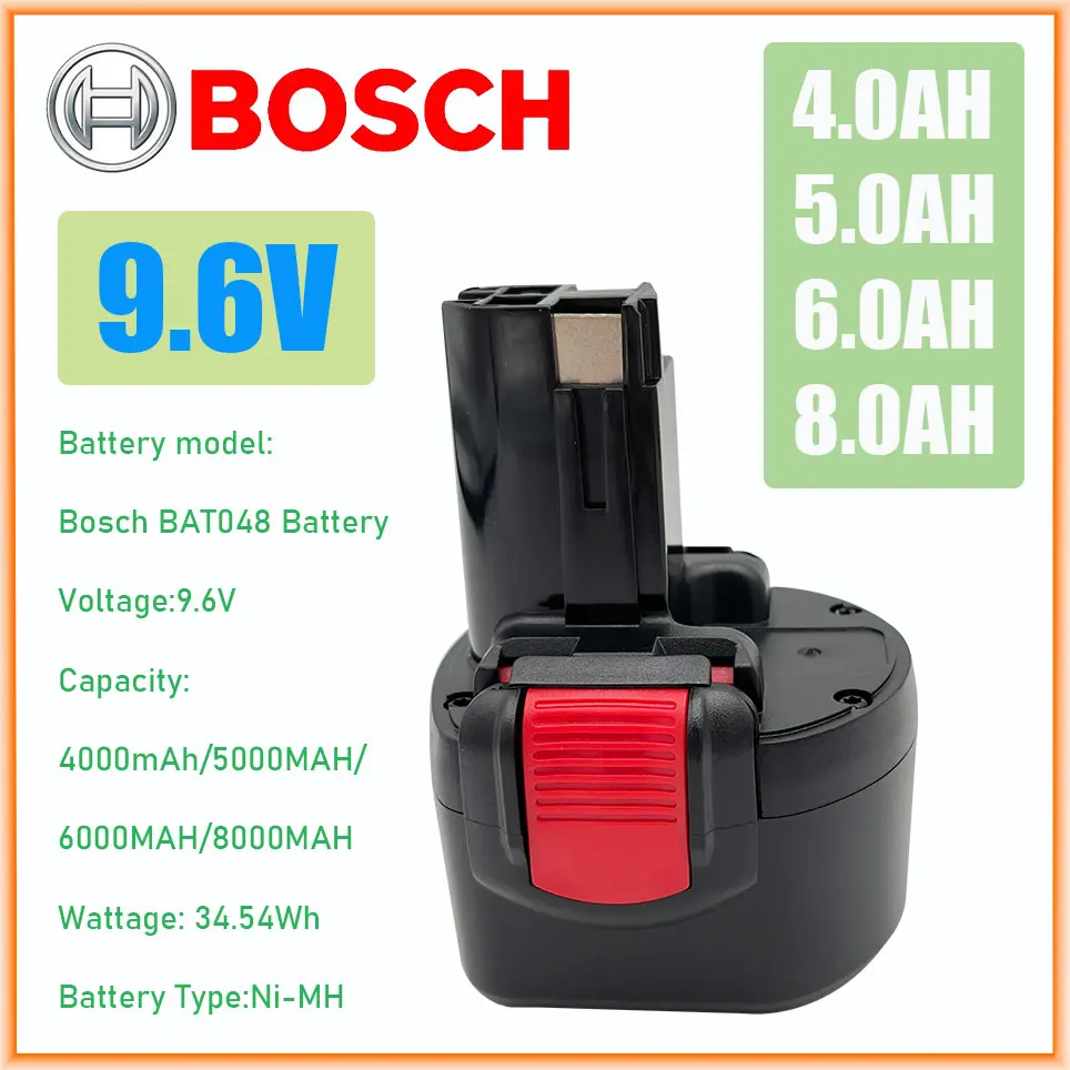 

Bosch 9.6V 4.8AH 6.8AH 9.8AH Rechargeable Ni-MH Battery BAT048 BAT100 BAT119 BH984 BPT1041 GSR GDR Power Tools Battery