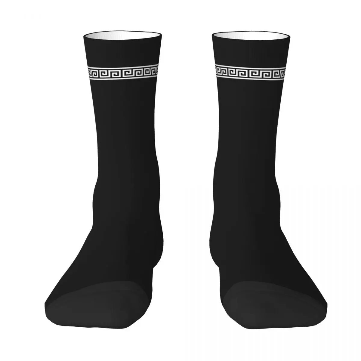 Gold Greek Key Stockings Custom Gothic Socks Winter Non Slip Socks Men Running Sports Soft Socks