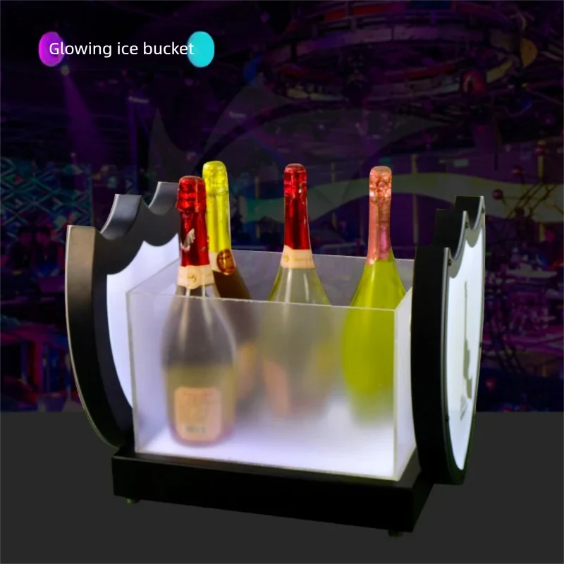 Customized Bar Rechargeable Luminous Ice Bucket Glowing Beer Barrel Champagne Cooling Drink Tool for Bar