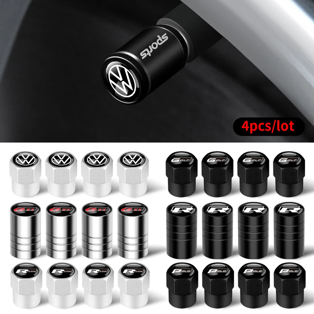 4Pcs Car Metal Wheel Tire Valve Caps Cover Accessories For Volkswagen Passat b6 Golf 5 7 6 Jetta Polo Rline Magotan Tiguan Gti