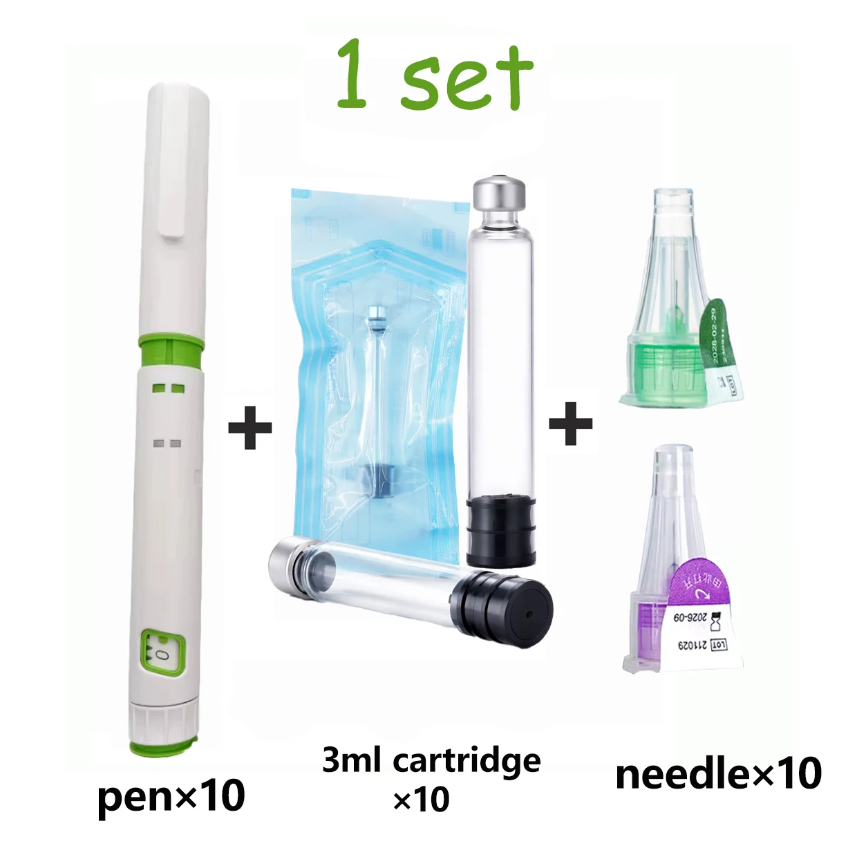 10-teiliges optionales Set 5mg 10mg dosierbarer Peptid-Pen aus Kunststoff, Einweg-Injektionspen mit 32G 31G Nadel und 3ml Glasfläschchen – Detail 1