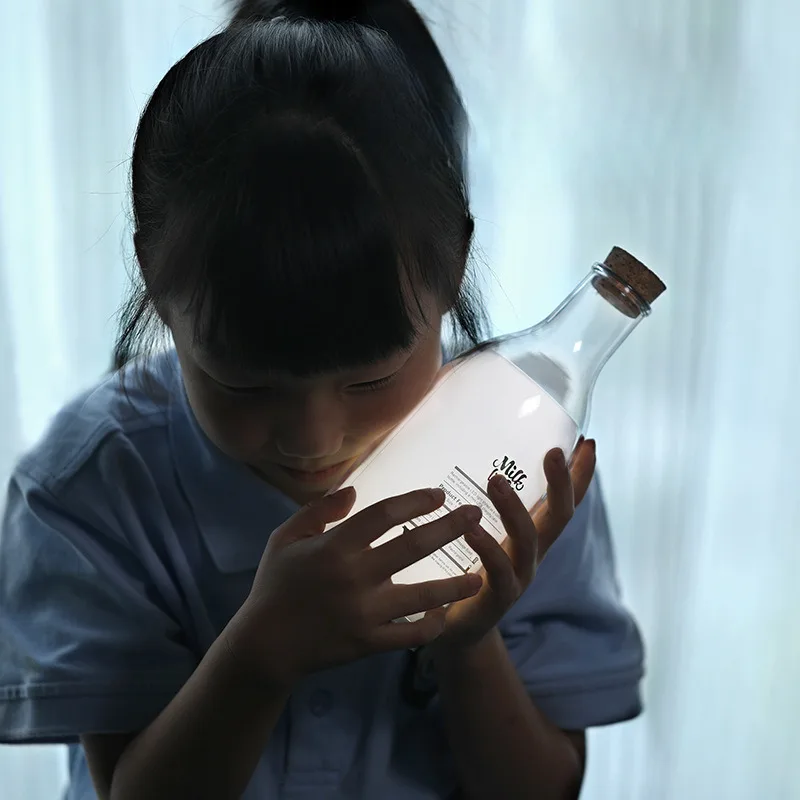 Milk Bottle Sleep Creative Atmosphere Charging With Message Bedside Decoration Small Night Lamp Portable Home Use