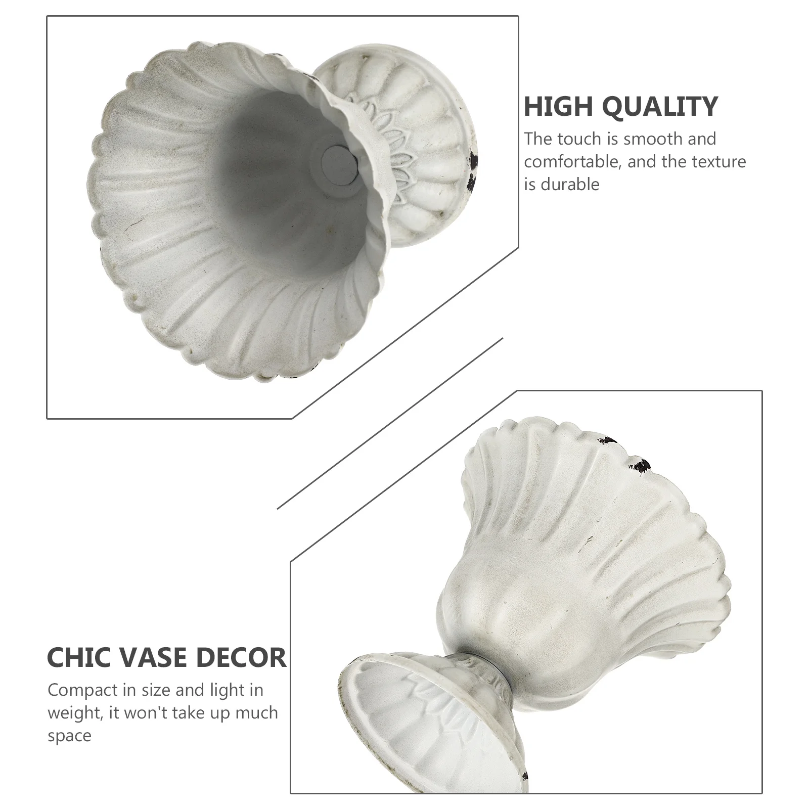 

White Retro Iron Vase Simple Elegant Flowerpot Office Desktop Decoration Creative Compact Flower Arrangement Holder