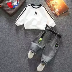 Kids Boys Suit Spring Clothes Children's Sweater Pants Two-piece Suit Boys Long-sleeved Clothes Set