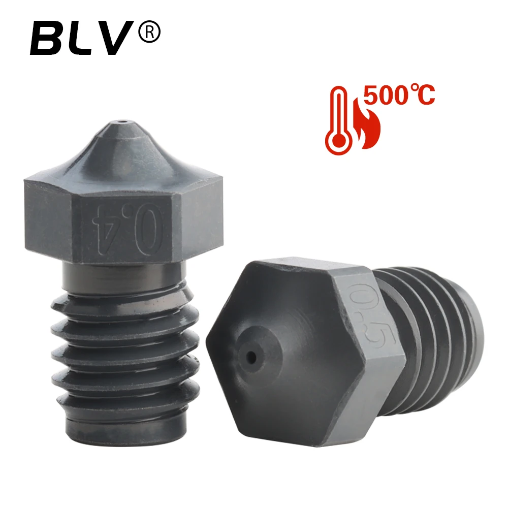 BLV® X Phaetus EndCoat™ V6 Nozzle Patented Coating Technology Hardened Steel Nozzle for 1.75mm Filament M6 Thread