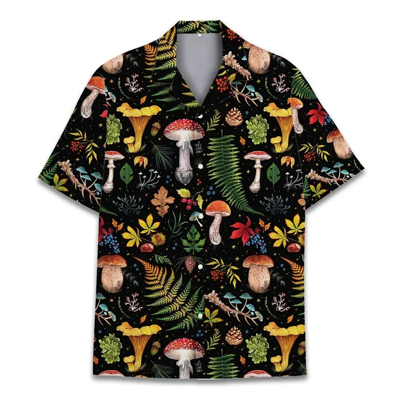 

Colorful Mushroom 3d Print Hawaiian Shirt Men Summer Vacation Shirts Button Lapel Short Sleeve Street Beach Aloha Shirt Clothing