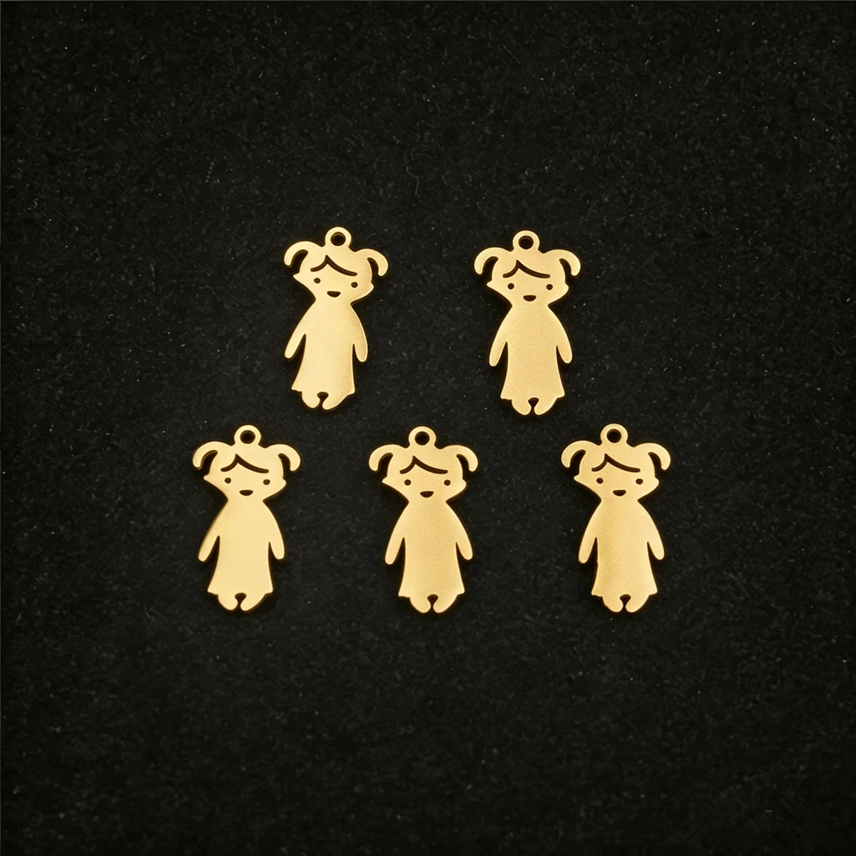 RUEMOY 5Pcs Stainless Steel Boy Girl Charms Gold Steel Color Little Kid Pendants for DIY Necklace Bracelet Jewelry Making
