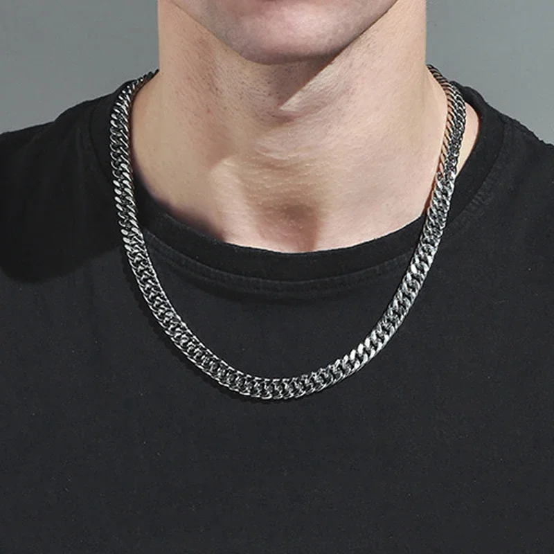 Stainless Steel Thick Chain Necklaces for Men Long Hip Hop Necklace on The Neck Fashion Jewelry Accessories Friends Gifts