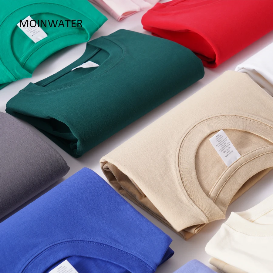 MOINWATER New Women Solid Cotton T shirts Female Dark Green Oversized Casual Soft Tees Unisex Short Sleeve Summer Tops MT2301