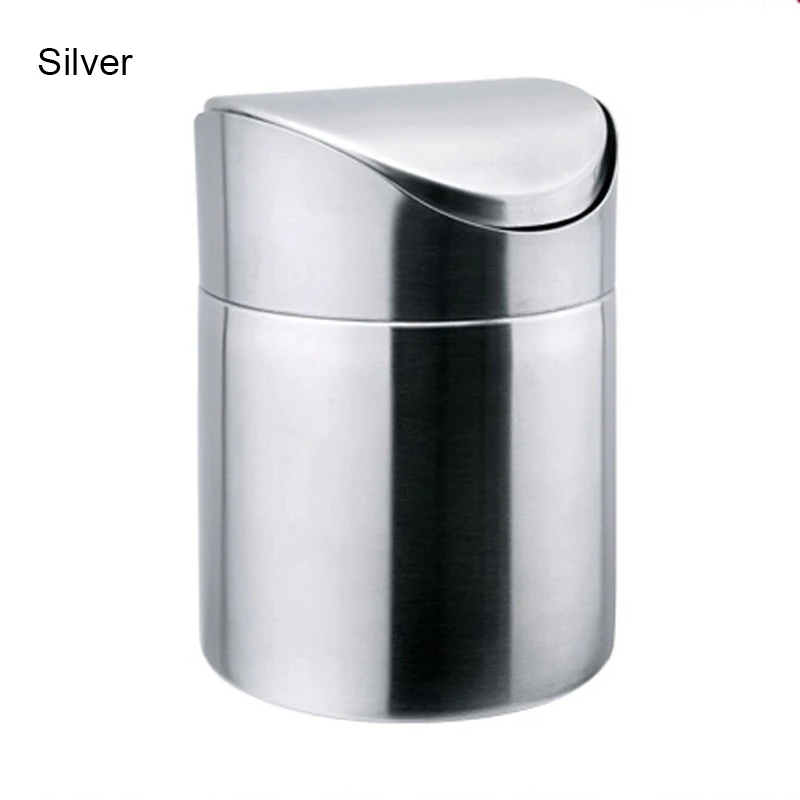 Stainless Steel Small Mini Trash with Swing Top Lid Countertop Trash Cans for Desk Car Office Kitchen