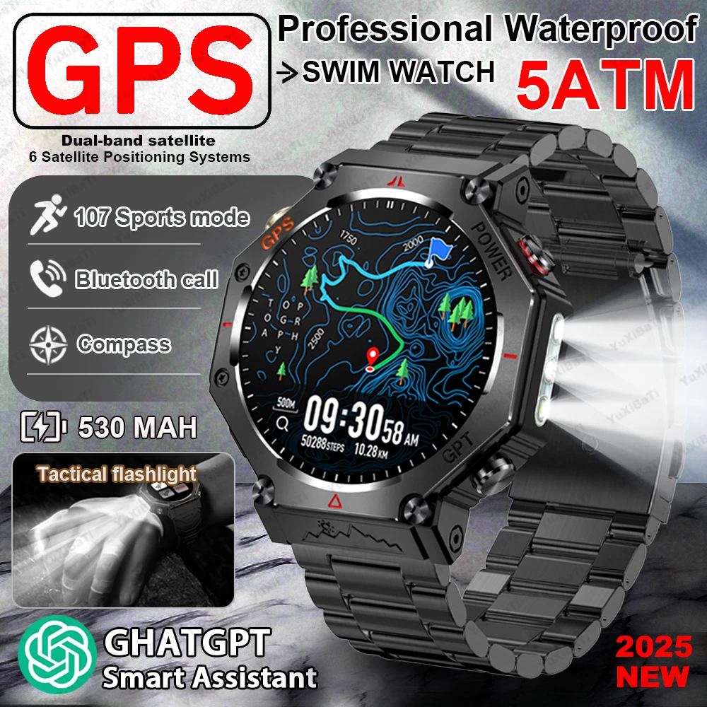 

Новинка 2025 года, умные часы ChatGPT с искусственным интеллектом, 5 атм, водонепроницаемые, с GPS, встроенным двухдиапазонным компасом GNSS, спортивные умные часы для мужчин и женщин