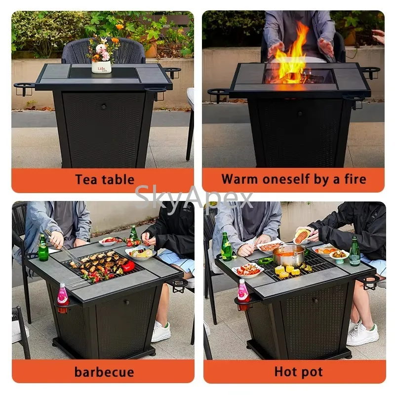 Multifunctional High Quality Stainless Steel Fire Pit Table Fire Bar AntiScald Heat Control for Courtyard Patio Camping  Cooking