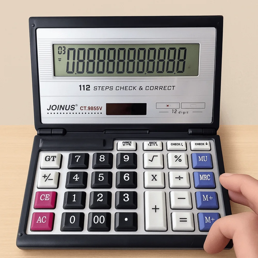 Foldable Folding Flip Calculator Portable 12 Digits Solar Calculator Multifunctional Large Screen Financial Office Calculator