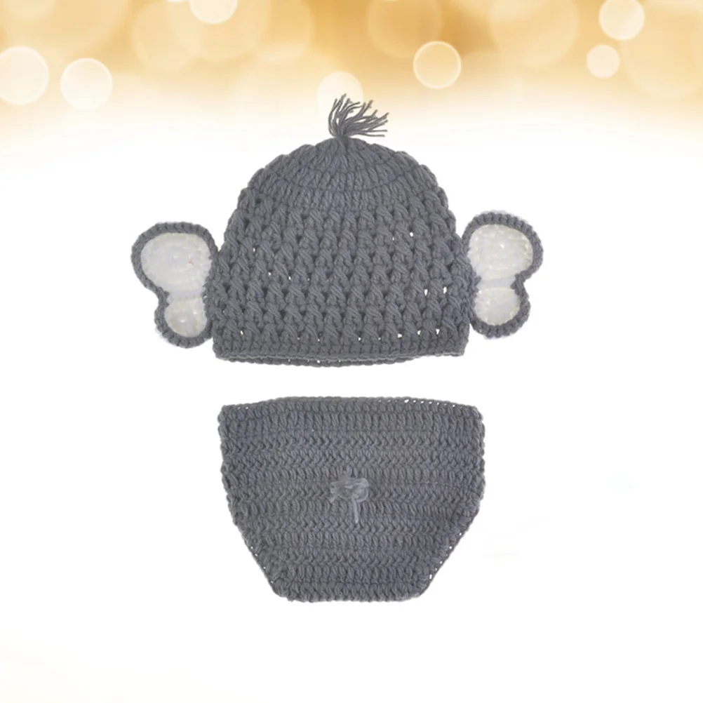 

Elephant Shaped Baby Clothes Newborn Photography Props H Knitting Infant Clothing Cute Elephant Costumes For Baby Photo Shoots