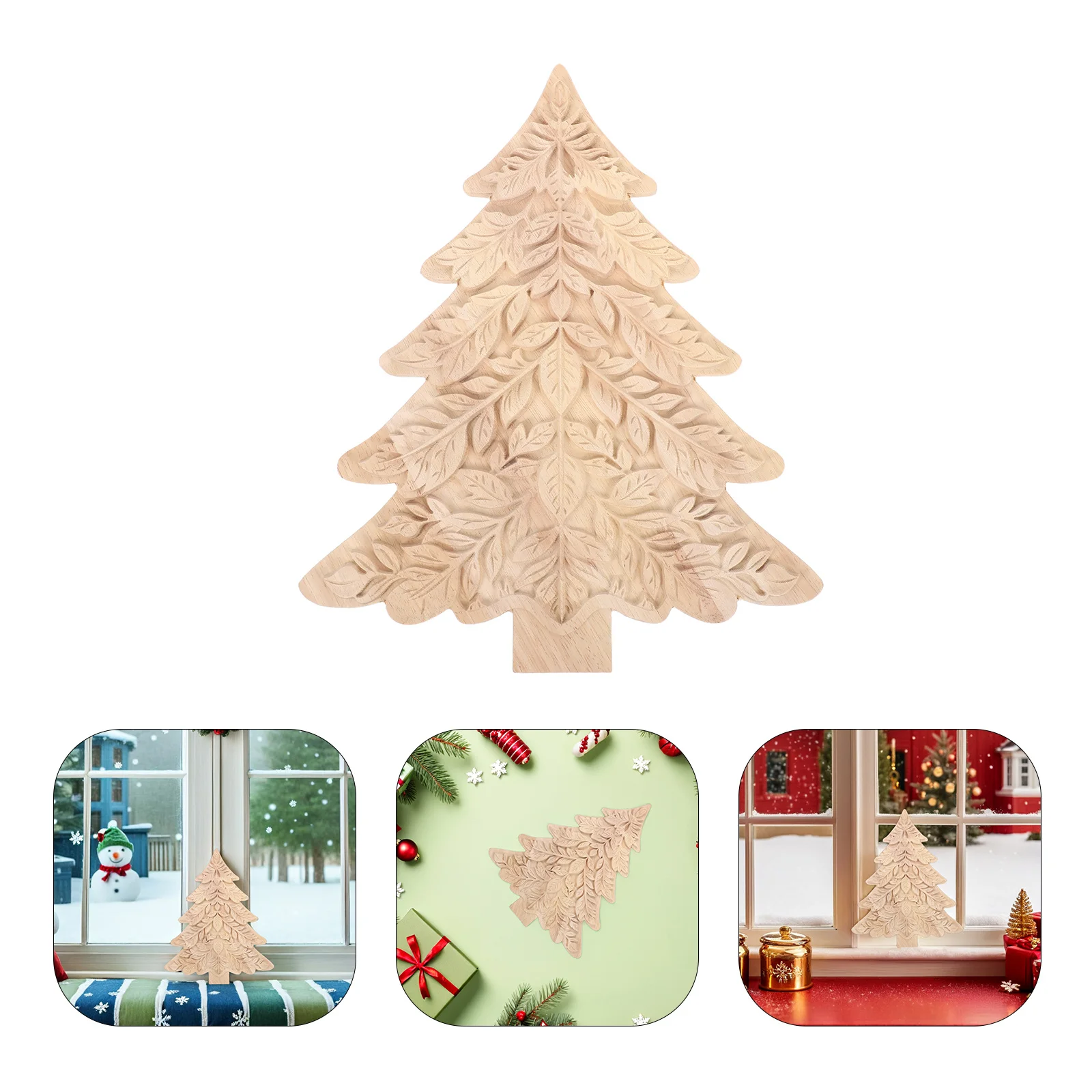 

Hand-Carved Wooden Christmas Tree Decorations Rustic Wood Cutouts for Tabletop Mantel Xmas Tree Signs Holiday Display