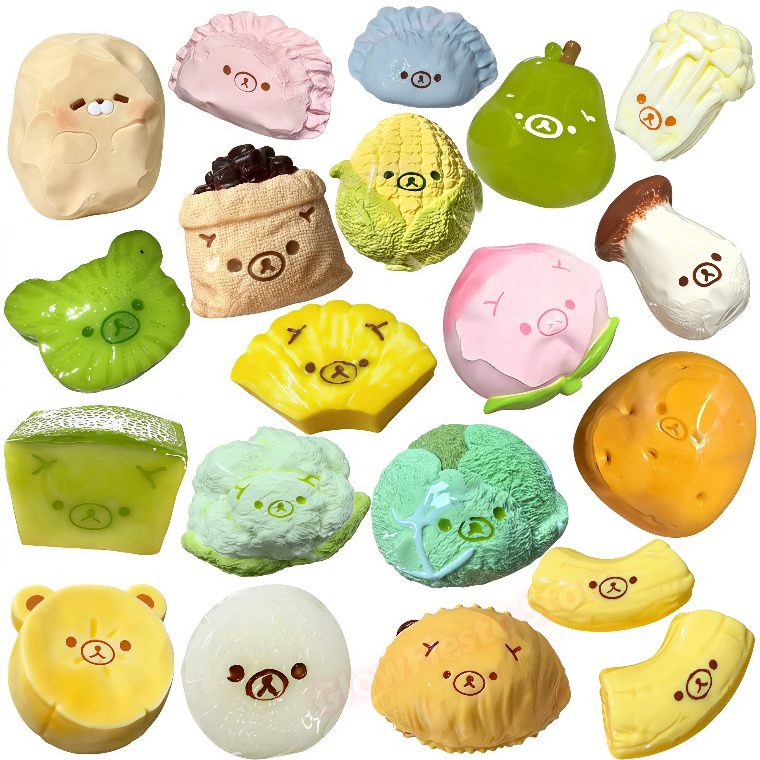 Weicher Taba-Quetschball mit Butter-Textur - Süße Melone Banane Bärenform Stressabbau-Ornament Lebensmittelechtes Silikon Lebensmittel-Squishies