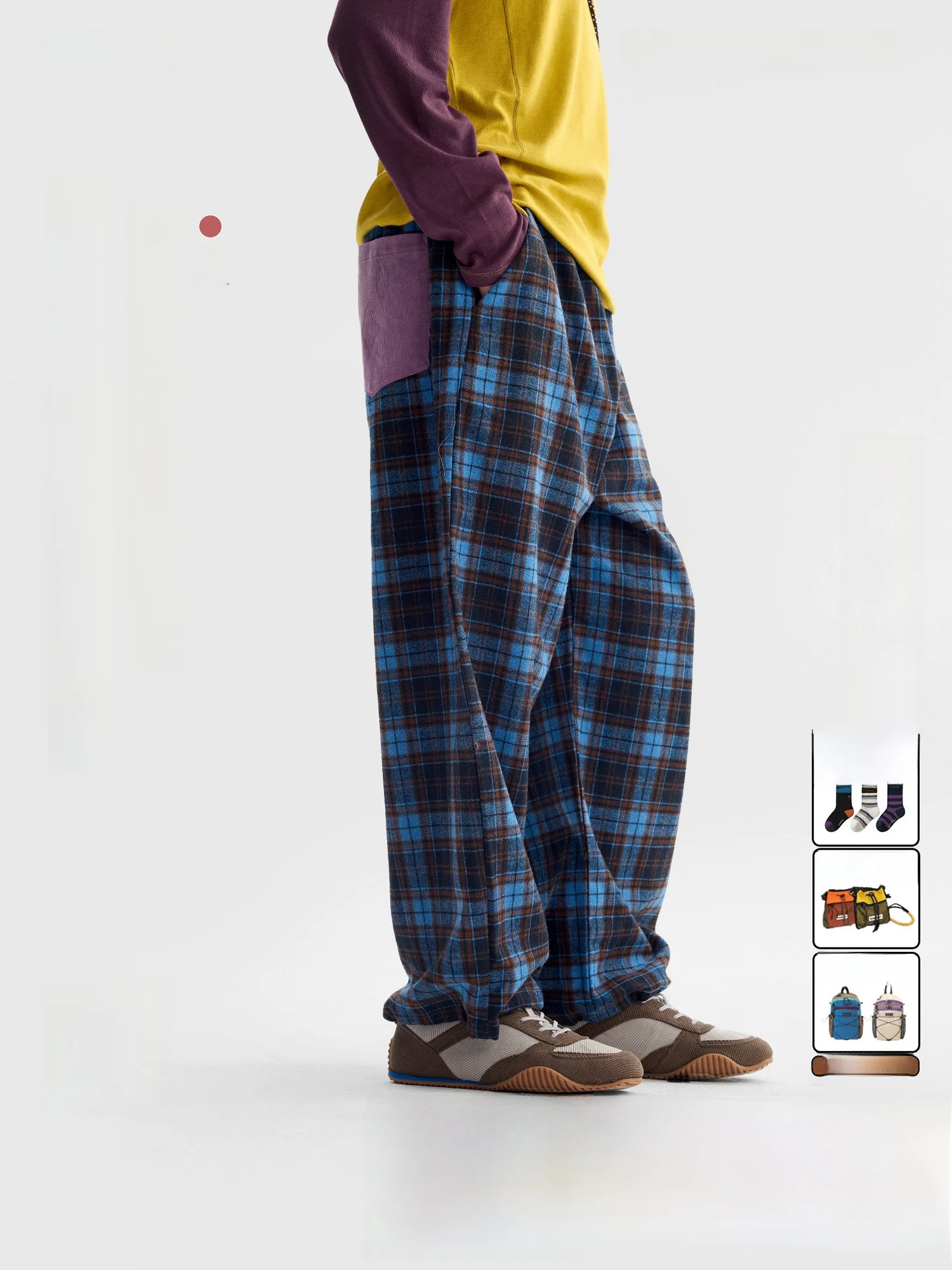 Gurly Diary Kids Retro Plaid Casual Pants Long Trousers Autumn Season Unisex Children's Fashion Bottom Wear Polyester Blend
