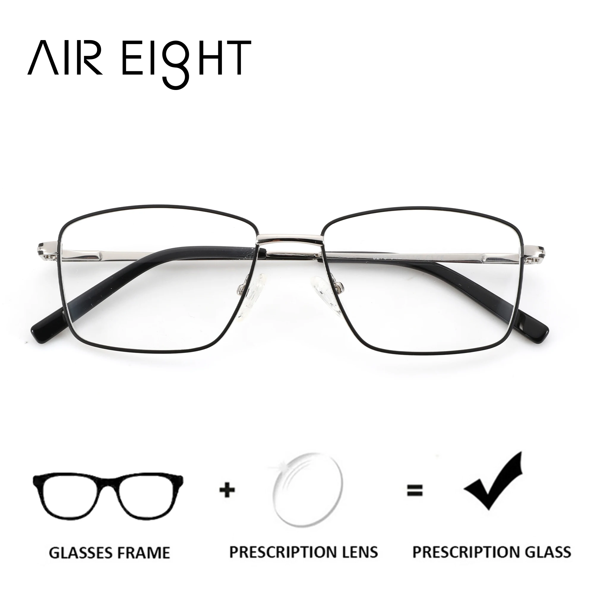 

Очки для зрения AIR EIGHT M, квадратные, металлические, для мужчин, с диоптриями, для коррекции близорукости, прогрессивные, для коррекции зрения