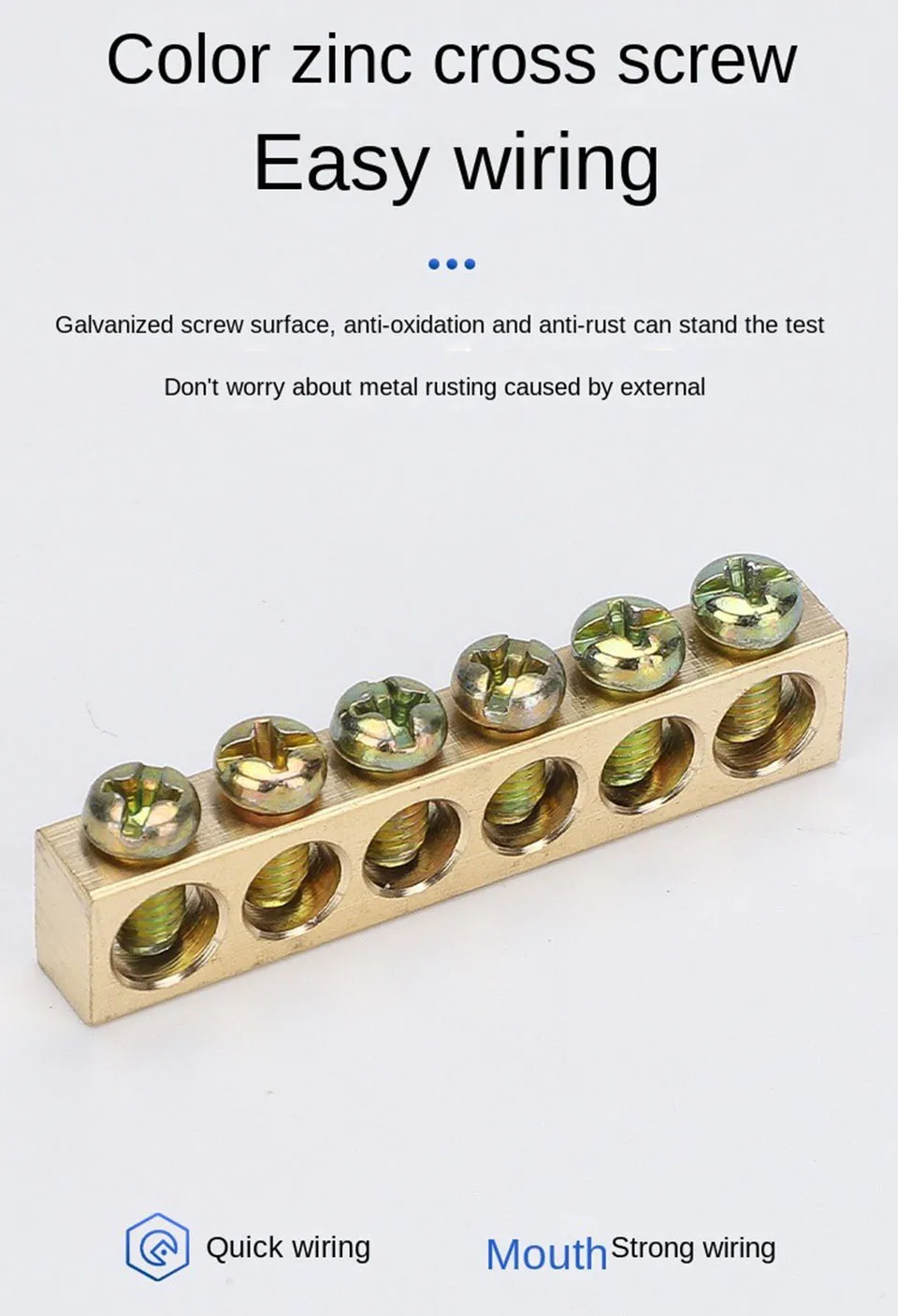 Kabellose Klemmenleiste 3/4/5/6/7/10-Loch Verteilerdose Klemmenblock Staubdichte Erdungskupferschiene Brückentyp Busbar mit Abdeckung – Detail 3