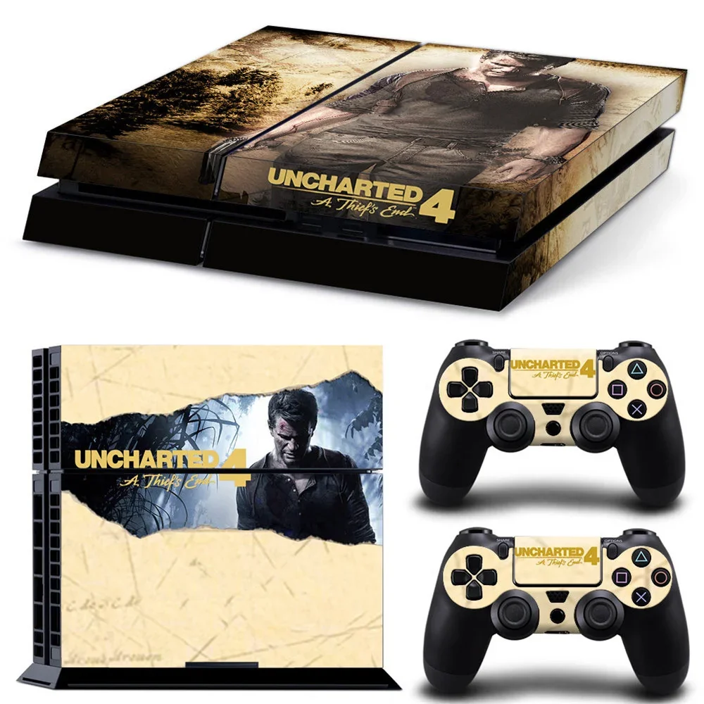 Uncharted 4 game accessories Vinyl Decal Skin Stickers For PS4 Console and 2 PCS Stickers For PS4 Controller skin sticker