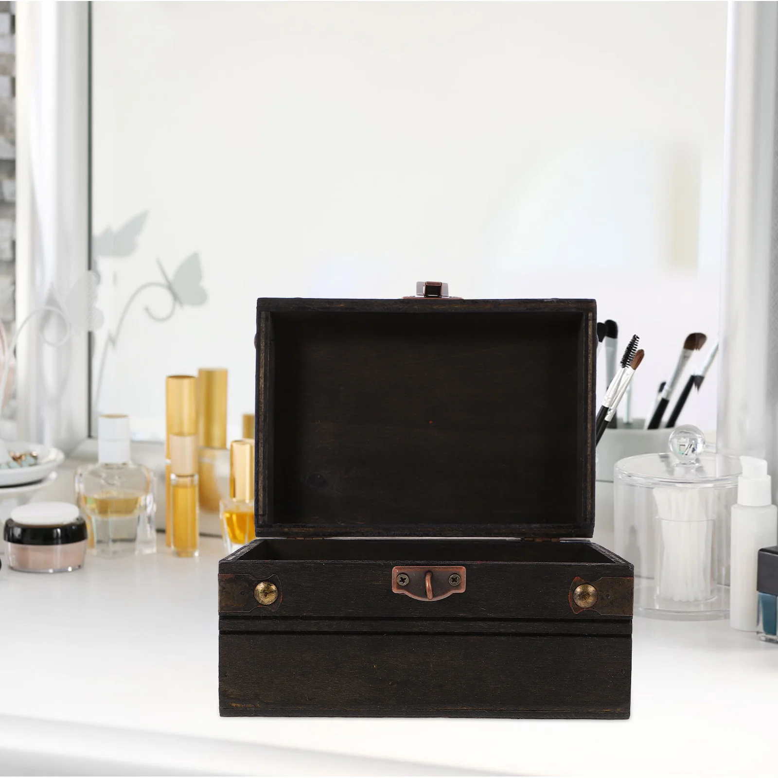 

Storage Boxes with Lids Password Lock Wooden Jewelry Mini Pirate Treasure Chest