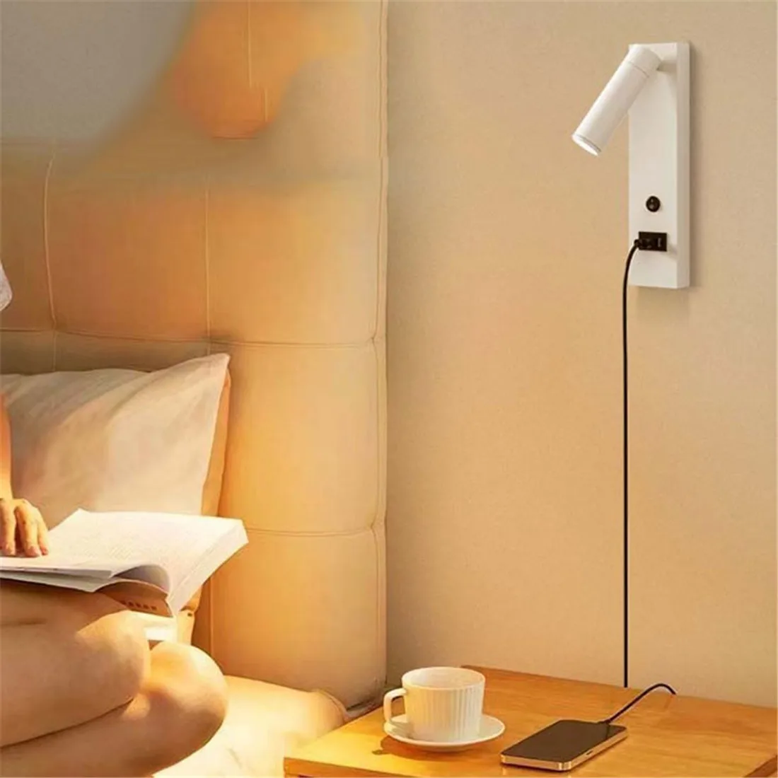 Imagem -06 - Luz de Parede Led Moderna com Portas de Carregamento Usb tipo c Arandela de Parede Ajustável com Interruptor e Portas Usb para Cabeceira e Sala de Estar