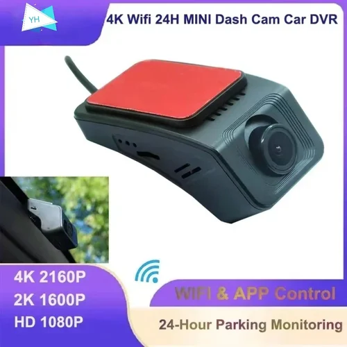 Imagen 2 del producto Cámara de salpicadero DVR para coche 4K 2160P WiFi 2K 1600P 24H Monitor de estacionamiento Control por aplicación grabadora de vídeo de conducción de coche para todos los coches