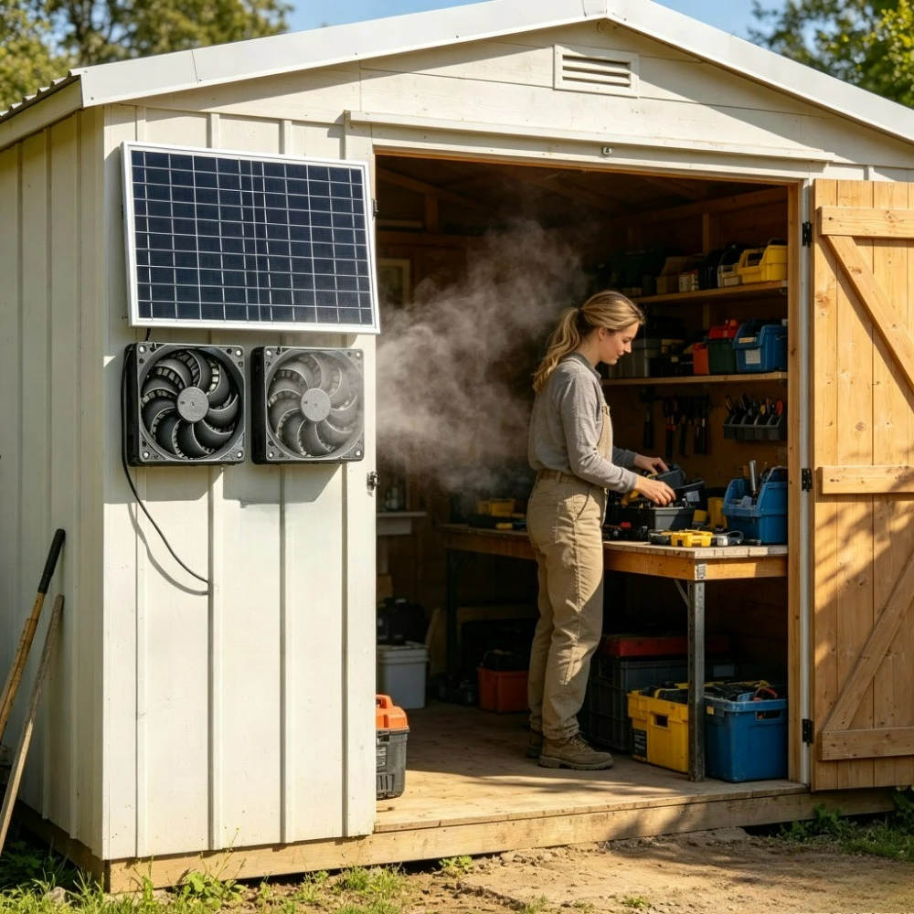Outdoor Power Vent - Energy Free Solar Powered Double Silent