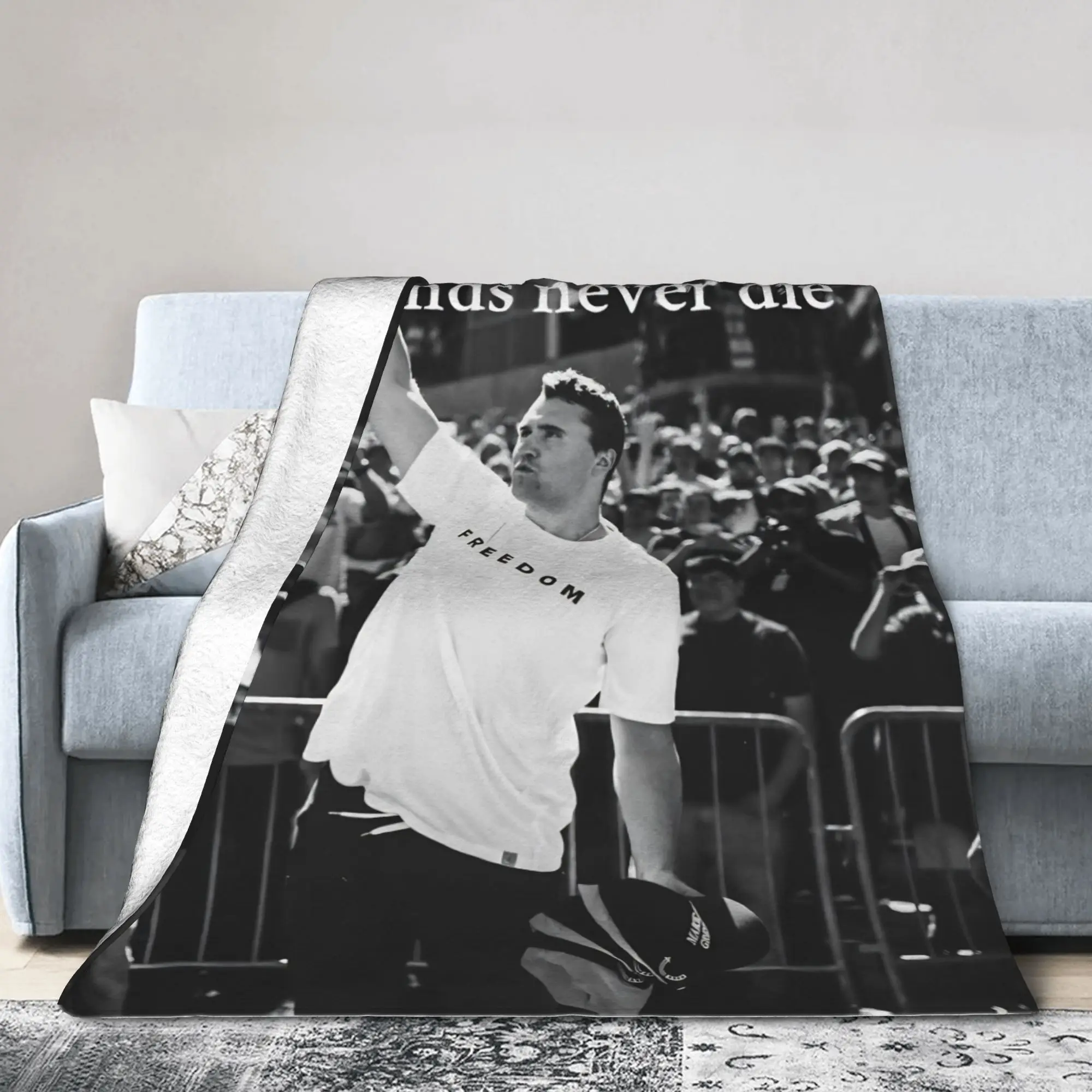 CharlieKirk ICharlie Meme Blanket Velvet Decoration Kirkified  Multifunction Throw Blanket for Home Bedroom Plush Thin Quilt