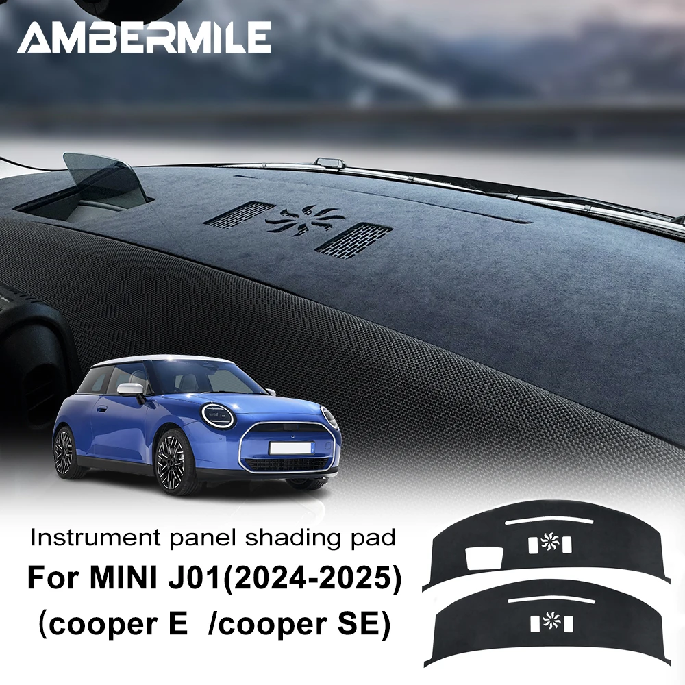 Suede for Mini Electric Cooper J01 EV E SE 2024 2025 Car Dashboard Cover Mat Anti-slip Pad Dashmat Anti-UV Sun Shade LHD RHD