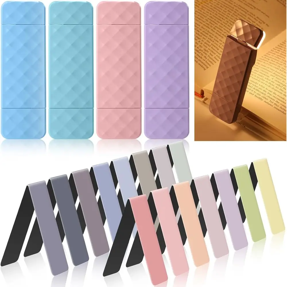 

Набор из 4 перезаряжаемых USB-светильников для чтения с креплением-клипсой, портативные светодиодные лампы для чтения с 30 магнитными закладками или для любителей книг