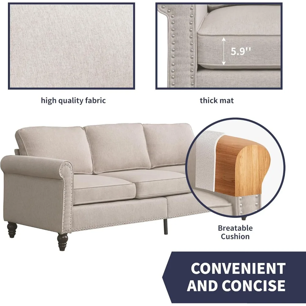 Set divano soggiorno, divano componibile e divano a due posti Set divani moderni divani set di mobili, gambe in legno a forma di zuccaTessuto di lino