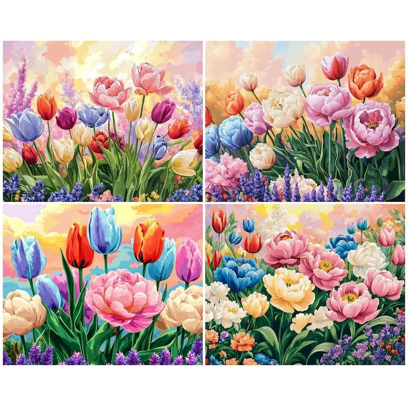 

GATYZTORY Modern Picture Painting By Numbers With Frame Acrylic Paint By Numbers Colorful Flowers Handicrafts For Home Decors