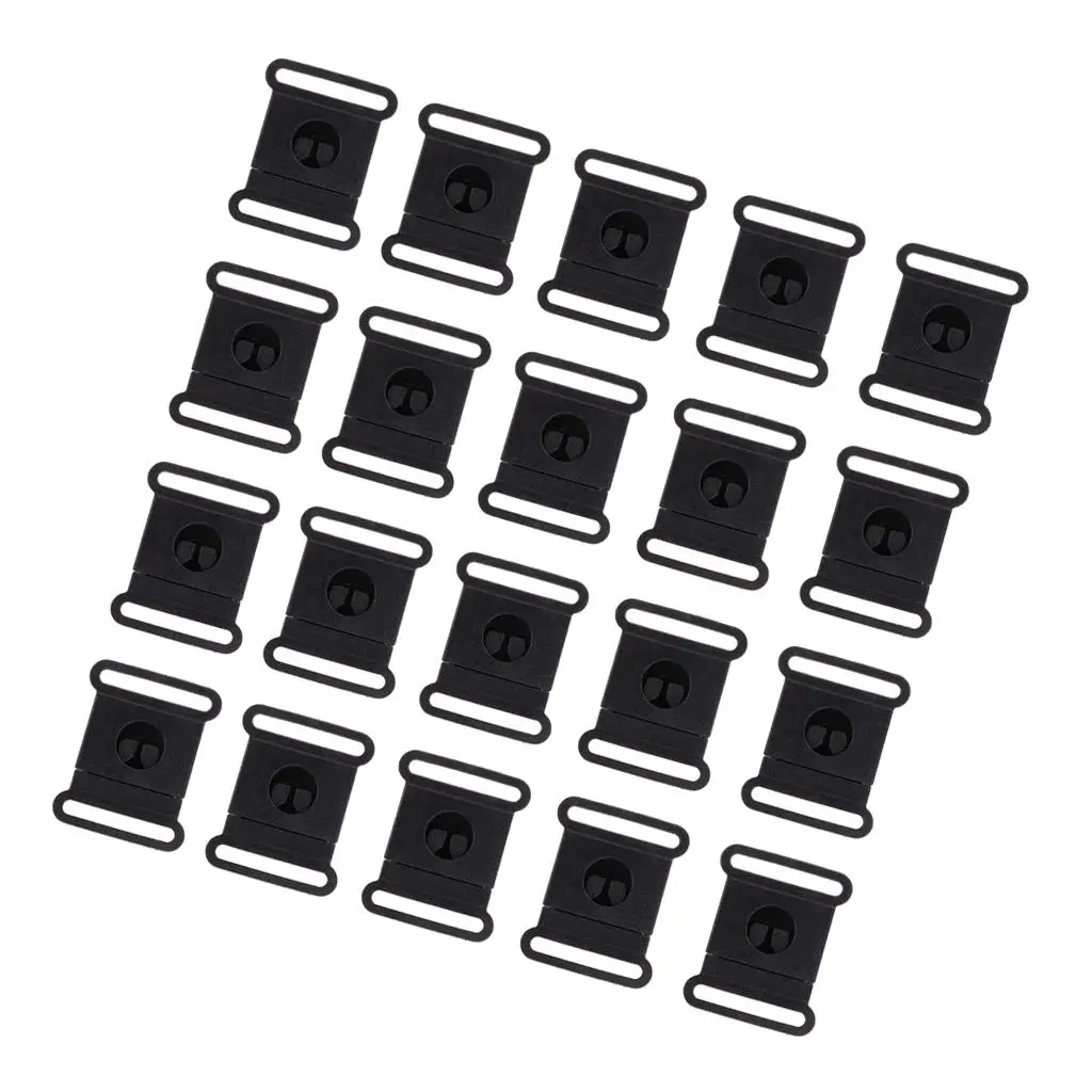 2-6pack 20 Pieces Plastic Quick Release Buckles Black 15mm