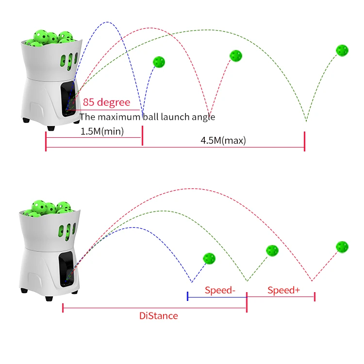 2025 Professional Mini Pickle Ball Machine 45 Balls 8-60KM/h Pickleball Ball Launcher Machine
