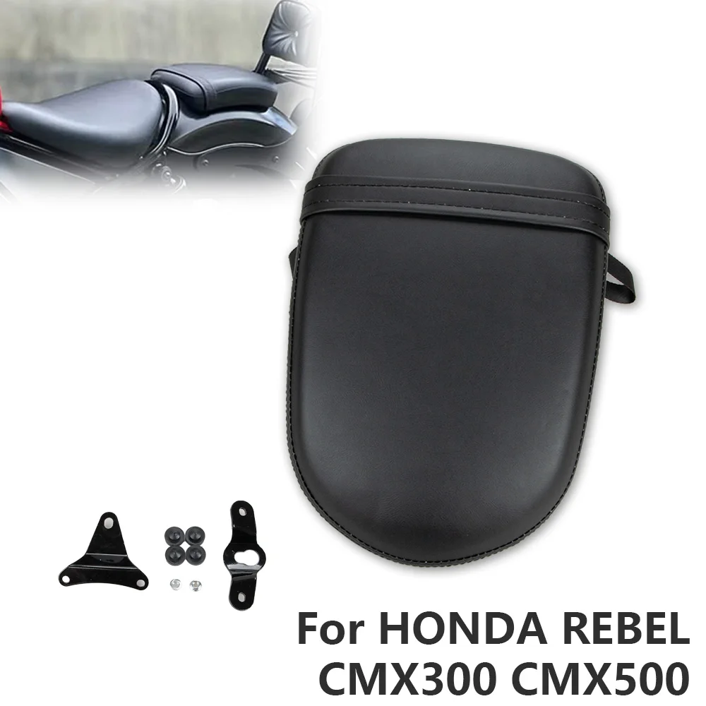 Motorcycle Rear Passenger Seat Cushion Black Pad Leather Pillion Accessories For Honda Rebel CMX 300 500 CMX300 CMX500 2017-2024