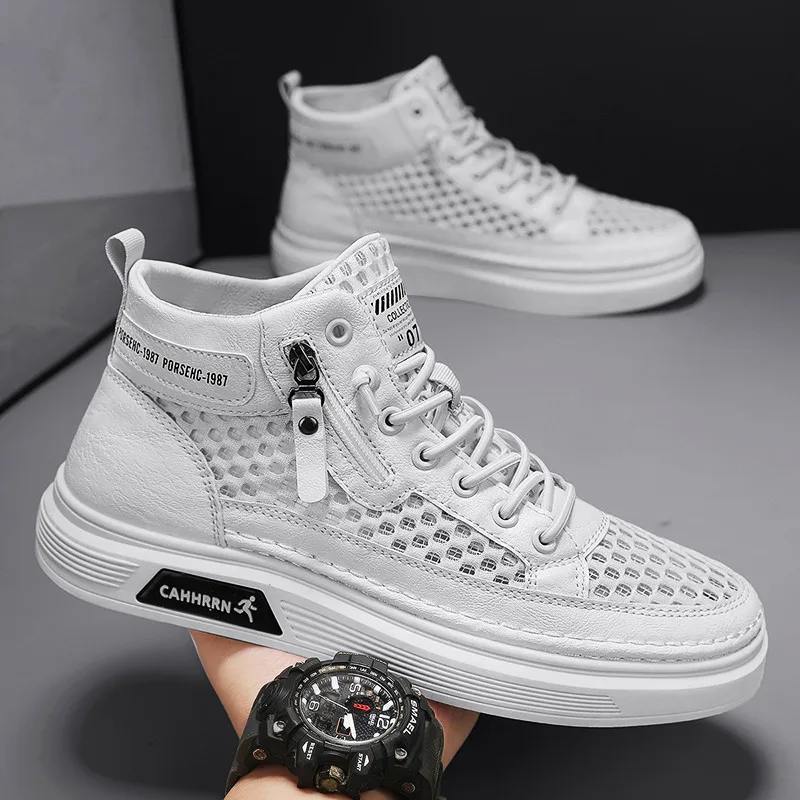 

Men's Summer Breathable Thin Mesh Sports Shoes Casual Mid-Cut Slip-On Sneakers Versatile Lightweight Comfortable Rubber Sole
