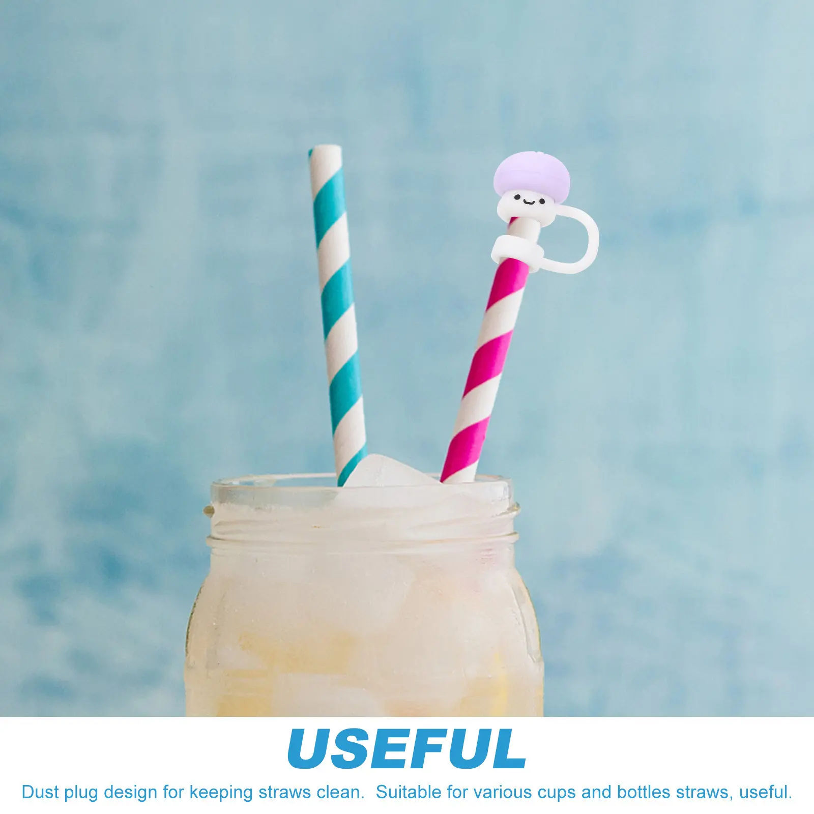 6 Pcs Drinking Straw Covers Portable Straws Silicone Beverage Cap Elegant Toppers