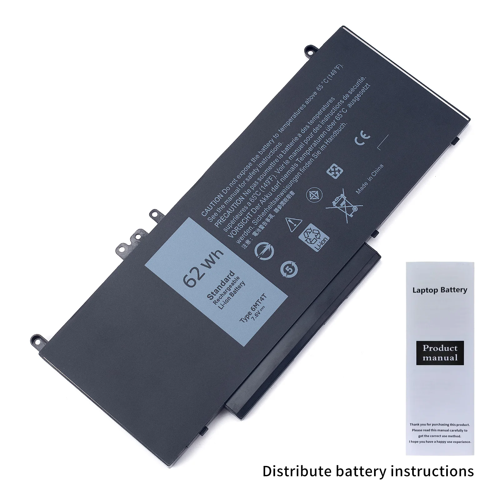 Batterie pour ordinateur portable Dell Latitude E5570 E5470, 6MT4T, 4 cellules, WHR Lithium ION, numéro de pièce 7V69Y 79VRK G5M10, 7.6V