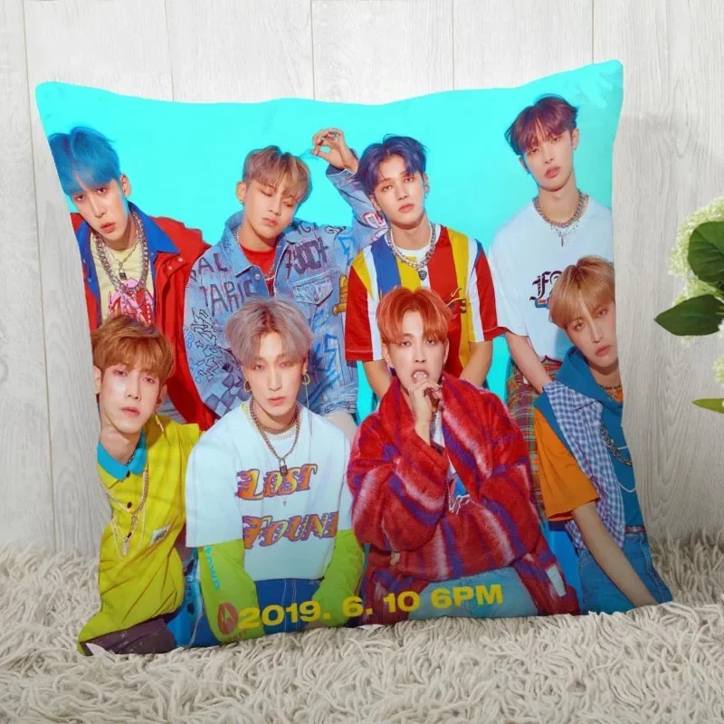 Custom Ateez KPOP Square Pillowcase Custom Zippered Pillow Cover Case 45x45cm(One Side) 04.1