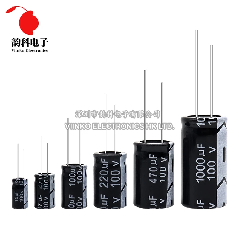 Kondensator elektrolityczny aluminiowy 100V 1UF 2.2UF 3.3UF 4.7UF 10UF 22UF 33UF 47UF 100UF 220UF 470UF 1000UF