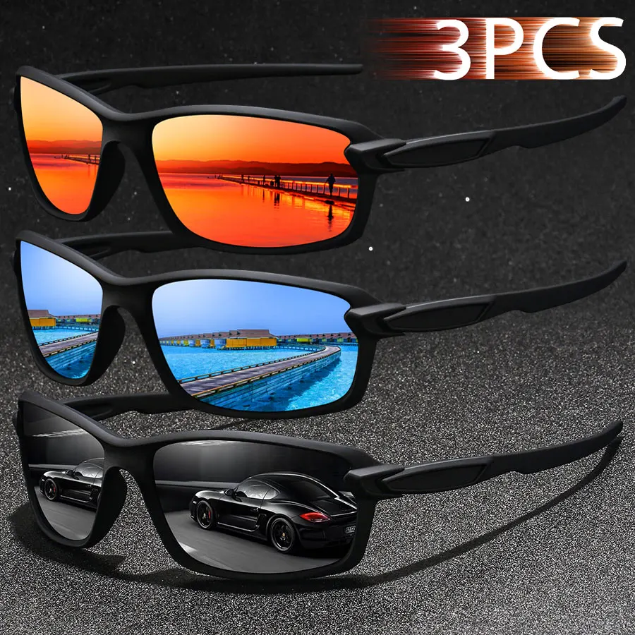 

3PCS Fashion Vintage Fishing Cycling Sports Sunglasses Men Women Running Mountaineering Sport Man Sun Glasses UV400 Eyewear